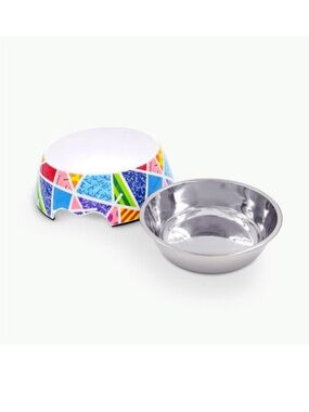 NWT ROMERO BRITTO- Britto Baby Blue Landscape Pet Bowl, Size Small- Cat or Dog